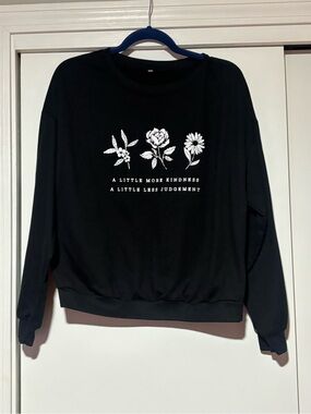 Women’s Black Floral Graphic Crewneck Sweatshirt - 'A Little More Kindness'